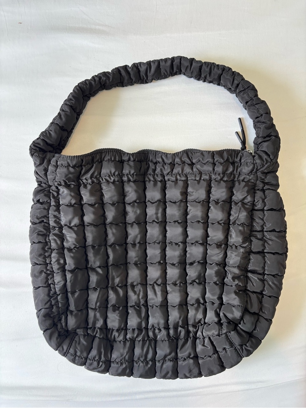 Quilted Puffer Shoulder Bag - Black